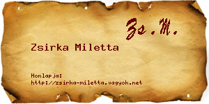 Zsirka Miletta névjegykártya